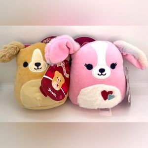 squishmallow 2023 valentines beemie and stevon dogs NWT
